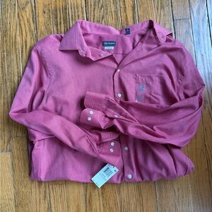 Men's Red Button-Up Shirt (L)